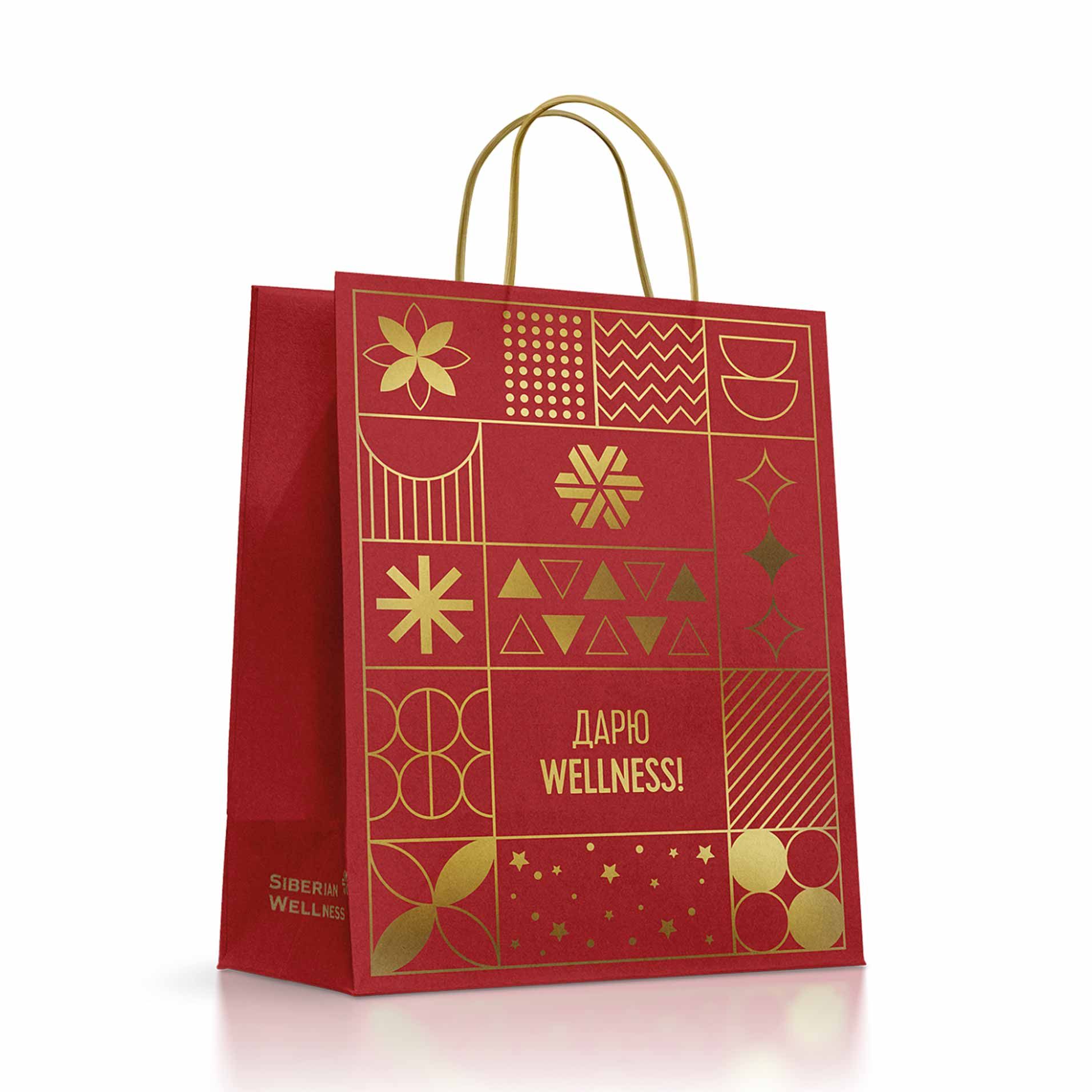 Атрибутика - Крафт-пакет «Дарите Wellness» (красный)